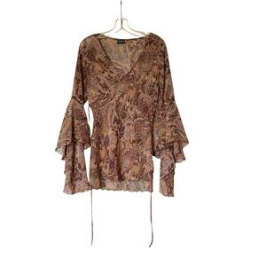 🌵Vintage Joyce Leslie Paisley Bell Flutter Sleeve Y2K Top Blouse